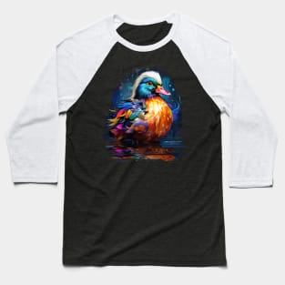 Mandarin Duck Rainbow Baseball T-Shirt